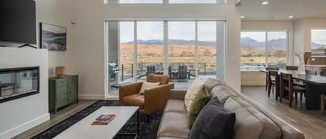 Smart TV, chimenea, Netflix y Hulu