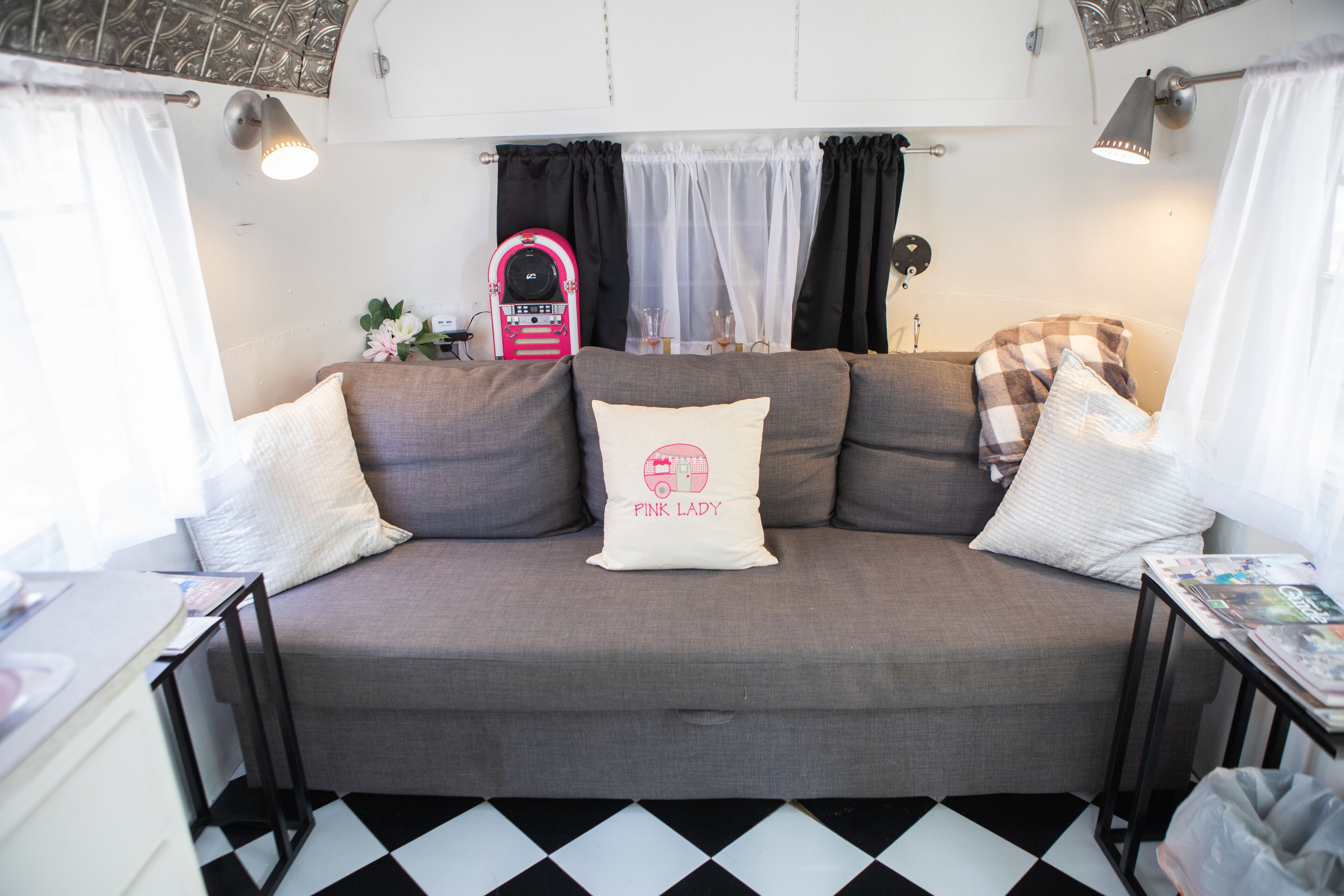 TV, DVD player, books, music library