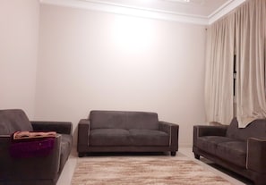 Suite Deluxe, 2 habitaciones | Área de sala de estar | Televisión de pantalla plana de 41 pulgadas con canales digitales