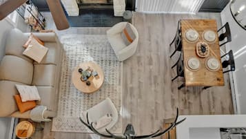 Smart TV, fireplace, table tennis, books