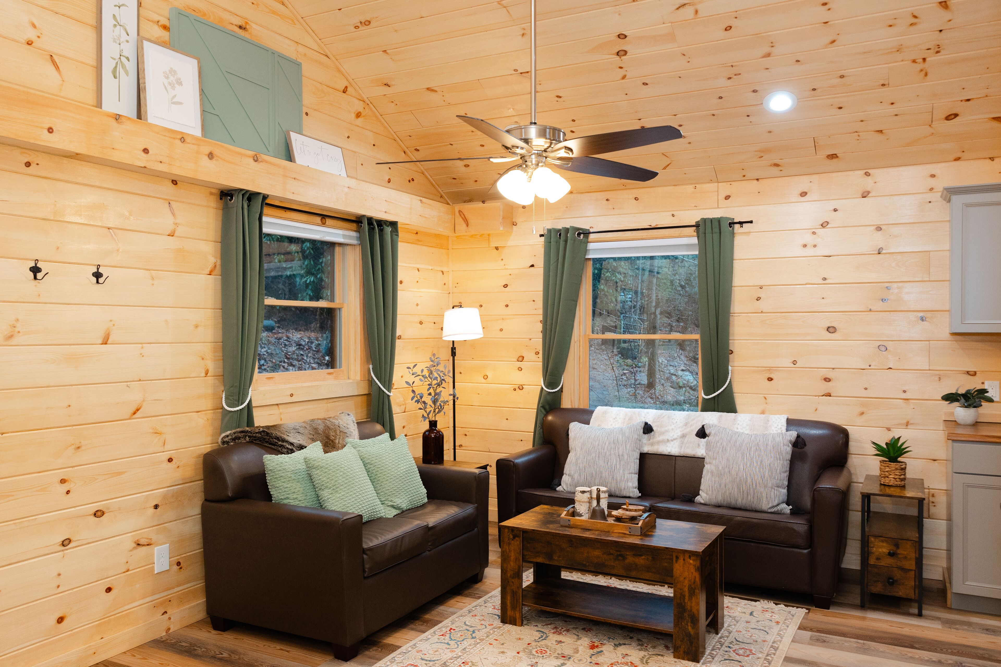 Smart TV, fireplace, books, streaming services