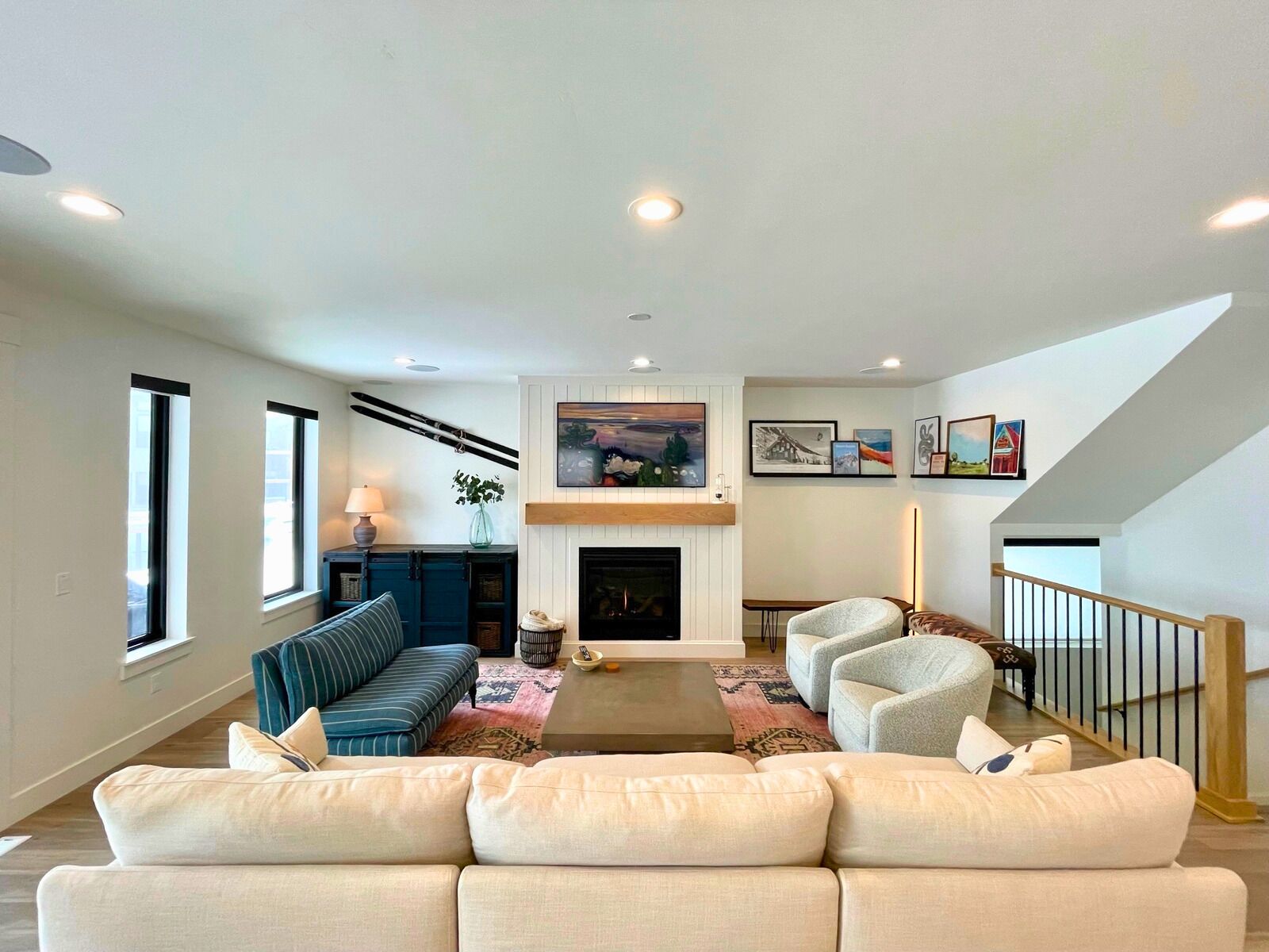 Smart TV, fireplace, video games, printers