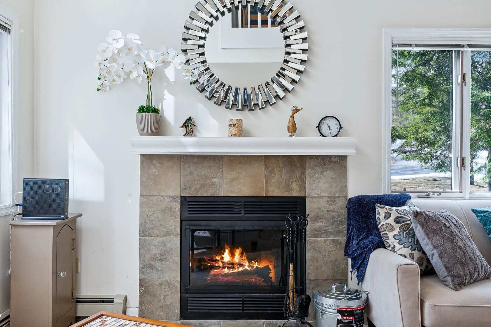TV, fireplace, offices