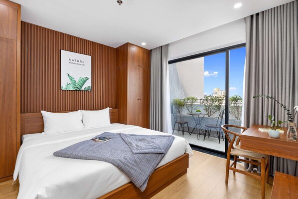 Deluxe Apartment | Premium-sengetøj, pengeskab på værelset, mørklægningsgardiner