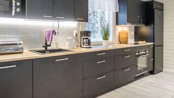 Fridge, microwave, dishwasher, high chair