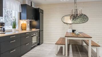 Fridge, microwave, dishwasher, high chair