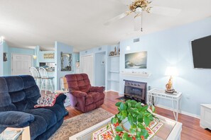 TV, fireplace, DVD player