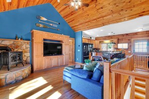 TV, fireplace