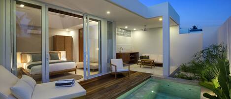 Villa Luxe, 1 très grand lit, baignoire, vue piscine | Terrasse/Patio