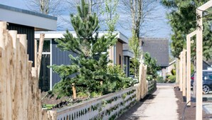 A row of modern houses with wooden fences and a pathway in between. - Lovely home in Voorthuizen with WiFi (Voorthuizen)
