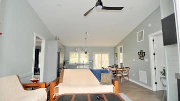 House, Multiple Beds (River Nest - Newly Constructed!) | Living area | 32-inch Smart TV with digital channels, TV, fireplace