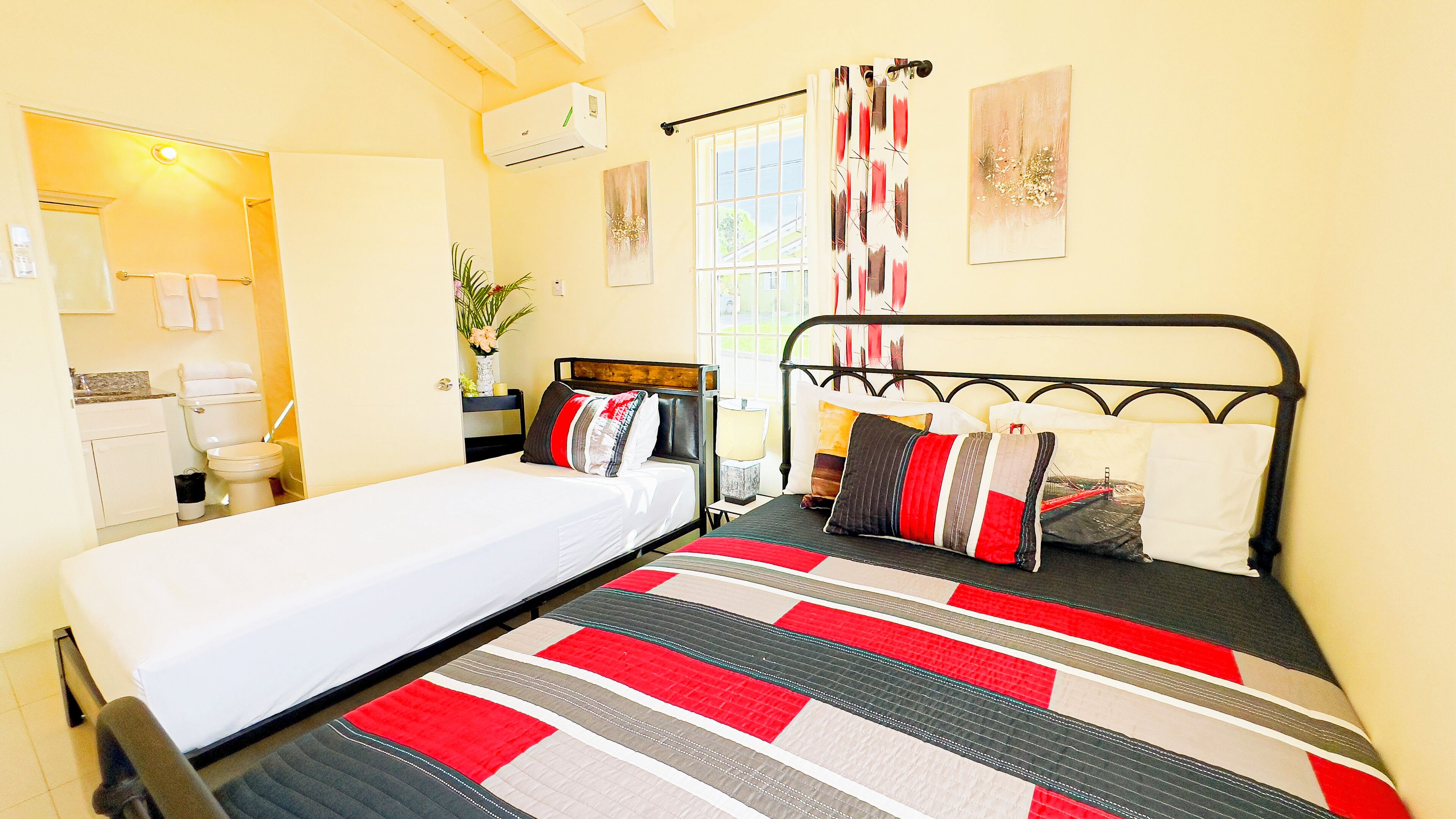 3 bedrooms, iron/ironing board, travel crib, internet