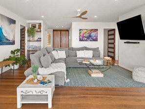 Smart TV, DVD player, books, stereo