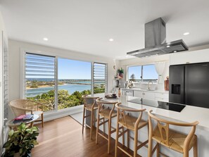 Fridge, microwave, oven, stovetop - Penthouse | Front-Row 180° Bay & Ocean Views (East Ballina)