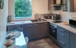 Réfrigérateur, four, lave-vaisselle, cafetière/bouilloire