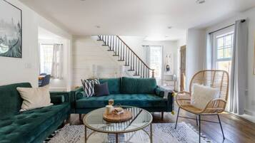 TV connectée, cheminée, chaîne hi-fi