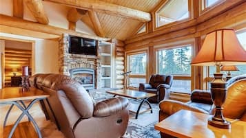 Smart TV, fireplace, video games, DVD player