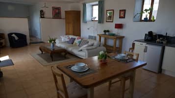 TV, fireplace, DVD player, books