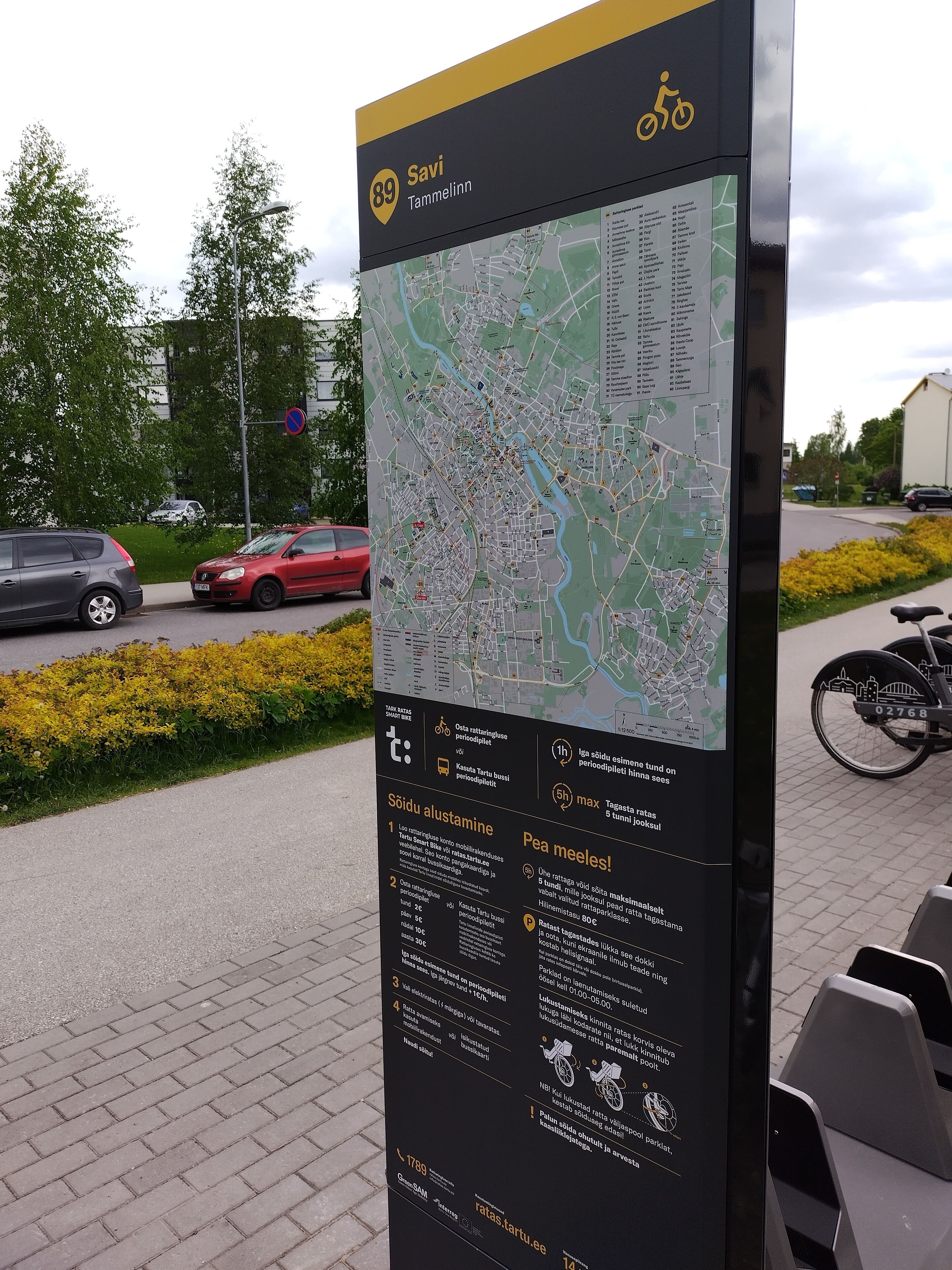 A detailed map with a bicycle symbol, indicating a bike-friendly area.