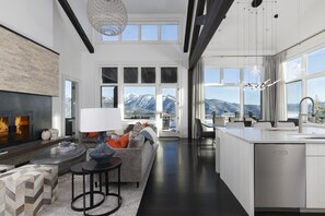 Smart TV, fireplace, foosball, table tennis