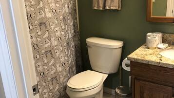 Shower, towels, soap, shampoo