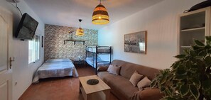 Smart TV, fireplace, DVD player, ping pong