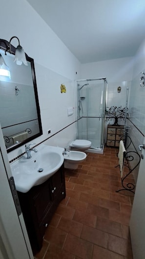 Dusche, Haartrockner, Bidet, Handtücher