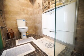 Shower, towels, soap