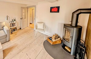 Smart-TV, Kamin, Bücher