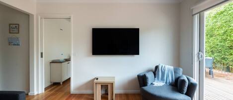 Smart TV, fireplace, video games