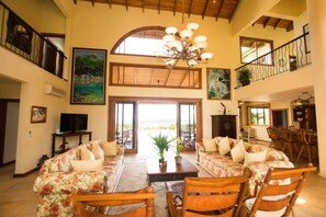 TV, offices - Villa Verde • 4 BR Villa • Hot Tub, Private Pool & Ocean Views • 12 Guests (Playa Hermosa)