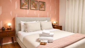 1 bedroom, desk, iron/ironing board, travel cot