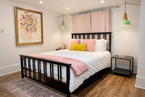 1 bedroom, desk, iron/ironing board, travel cot