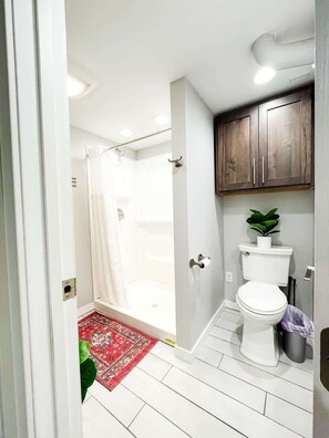 Bañera, secador de pelo, toallas