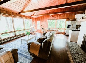 Open living-dining-kitchen space.