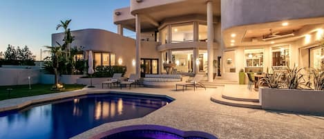 Outdoor pool, pool umbrellas