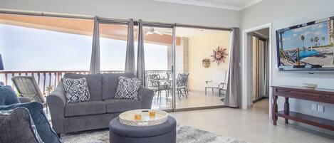 Smart TV, DVD player, books, stereo