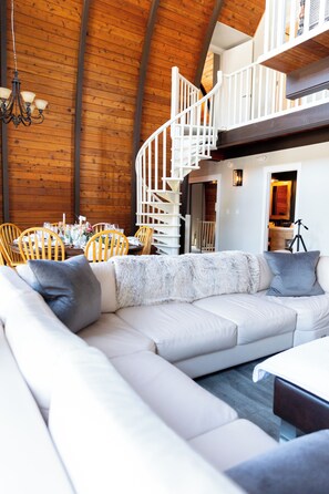 Smart TV, fireplace, DVD player, books