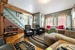 TV, fireplace, Netflix, books