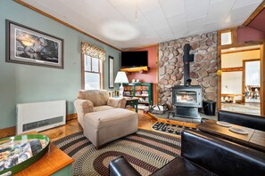 TV, fireplace, Netflix, books