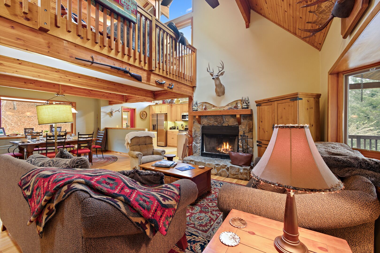 Télévision, cheminée, lecteur de DVD