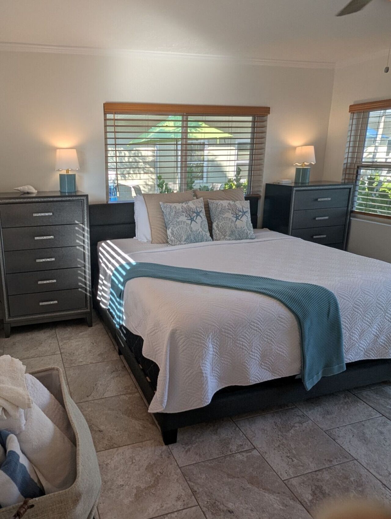 1 bedroom, desk, iron/ironing board, travel crib