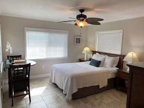 1 bedroom, desk, iron/ironing board, travel crib