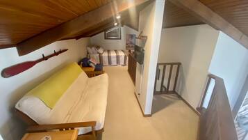 Smart TV, fireplace, video games, DVD player