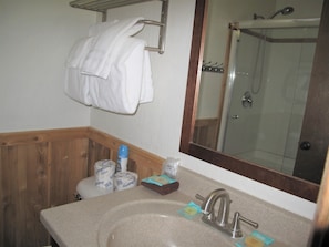 Ensemble douche/baignoire, serviettes fournies