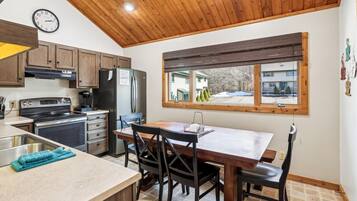 Fridge, microwave, dishwasher, coffee/tea maker