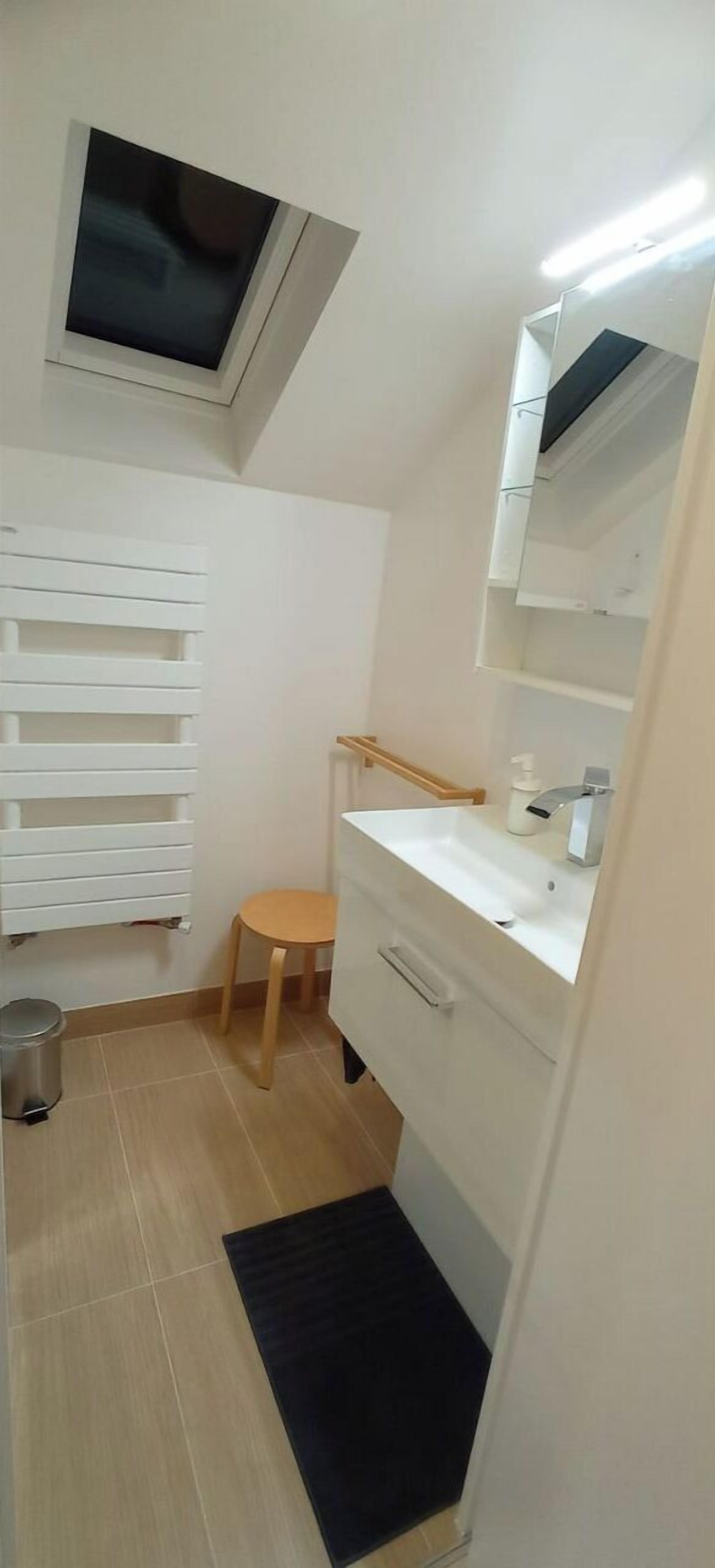 Shower, towels, toilet paper