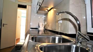 Microwave, toaster, cookware/dishes/utensils