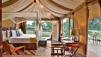 Luxury Tent, Patio (Suite) | Egyptian cotton sheets, premium bedding, memory-foam beds, minibar