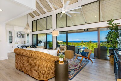 Upscale comfort at Punahele B304, looking at the Pacific ocean beyond the Kona Golf Course